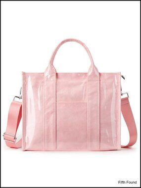 PVC Kraft Paper Tote Bag Large Zipper Shoulder Crossbody Handbag